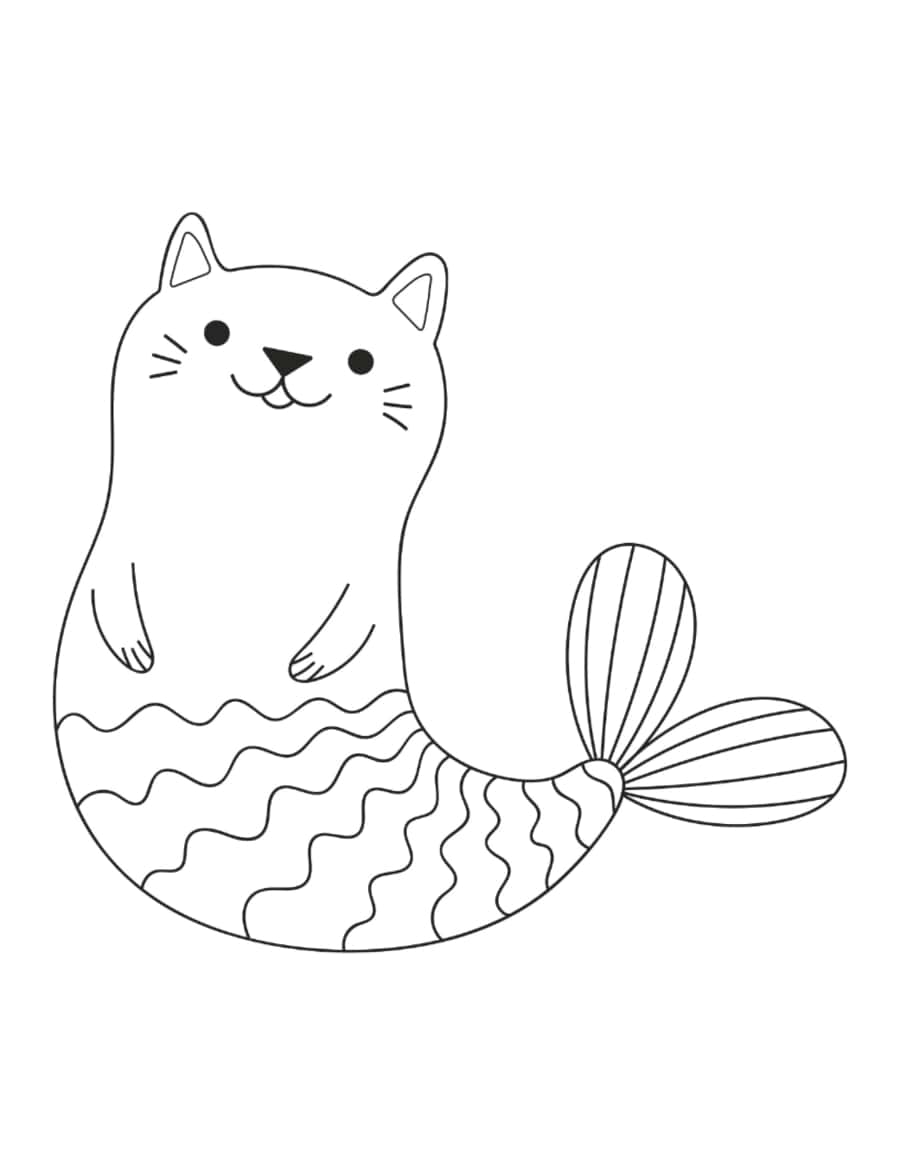 Mermaid Cute Mercat Cat Tracing Worksheets Pdf Free Vectors